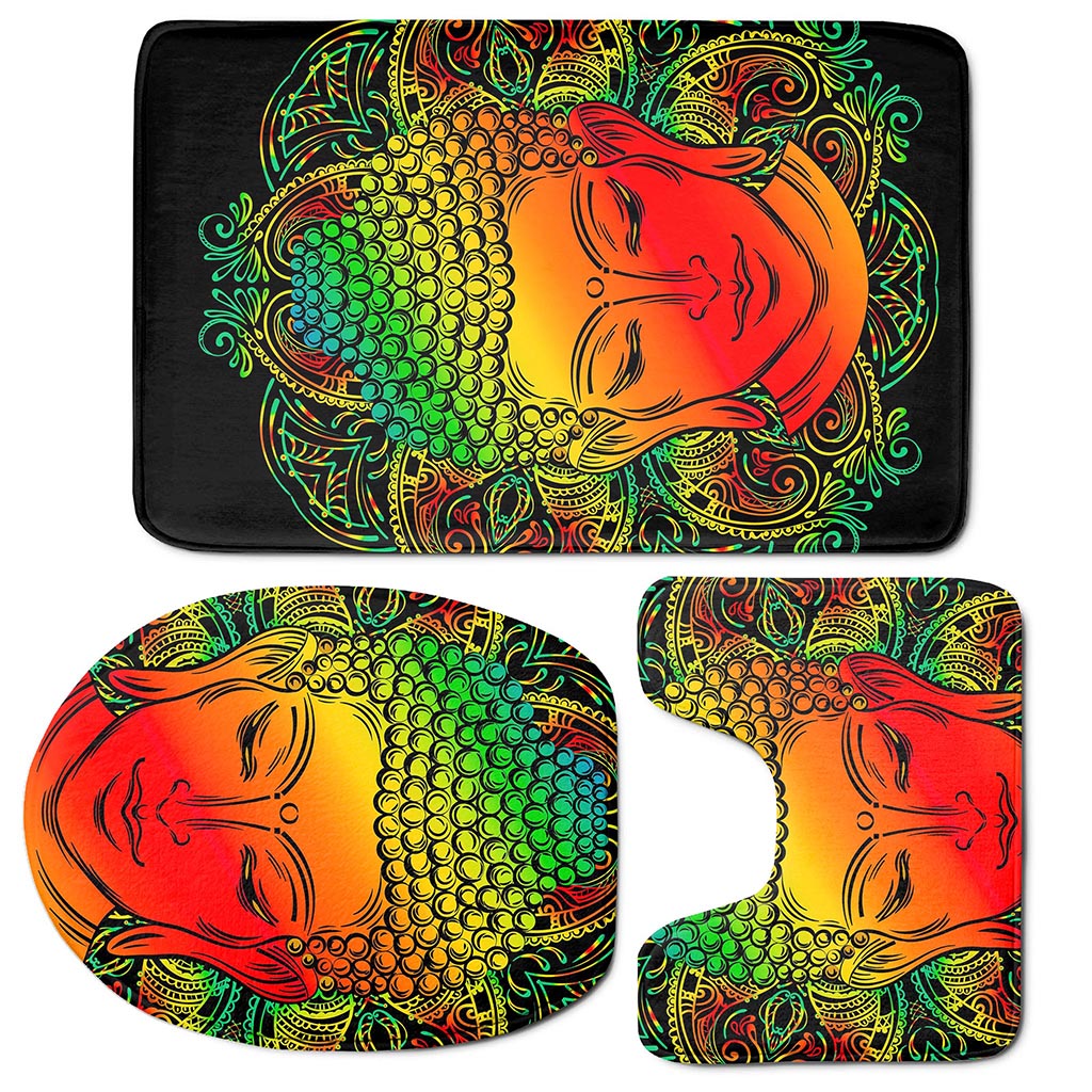 Reggae Buddha Print 3 Piece Bath Mat Set