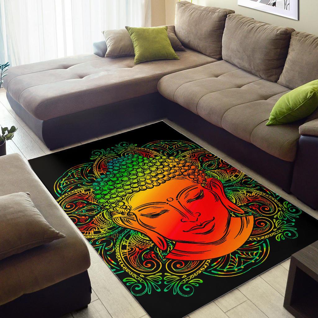 Reggae Buddha Print Area Rug GearFrost