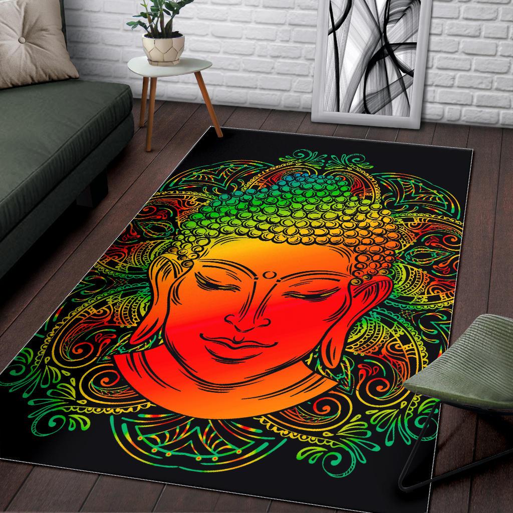 Reggae Buddha Print Area Rug GearFrost