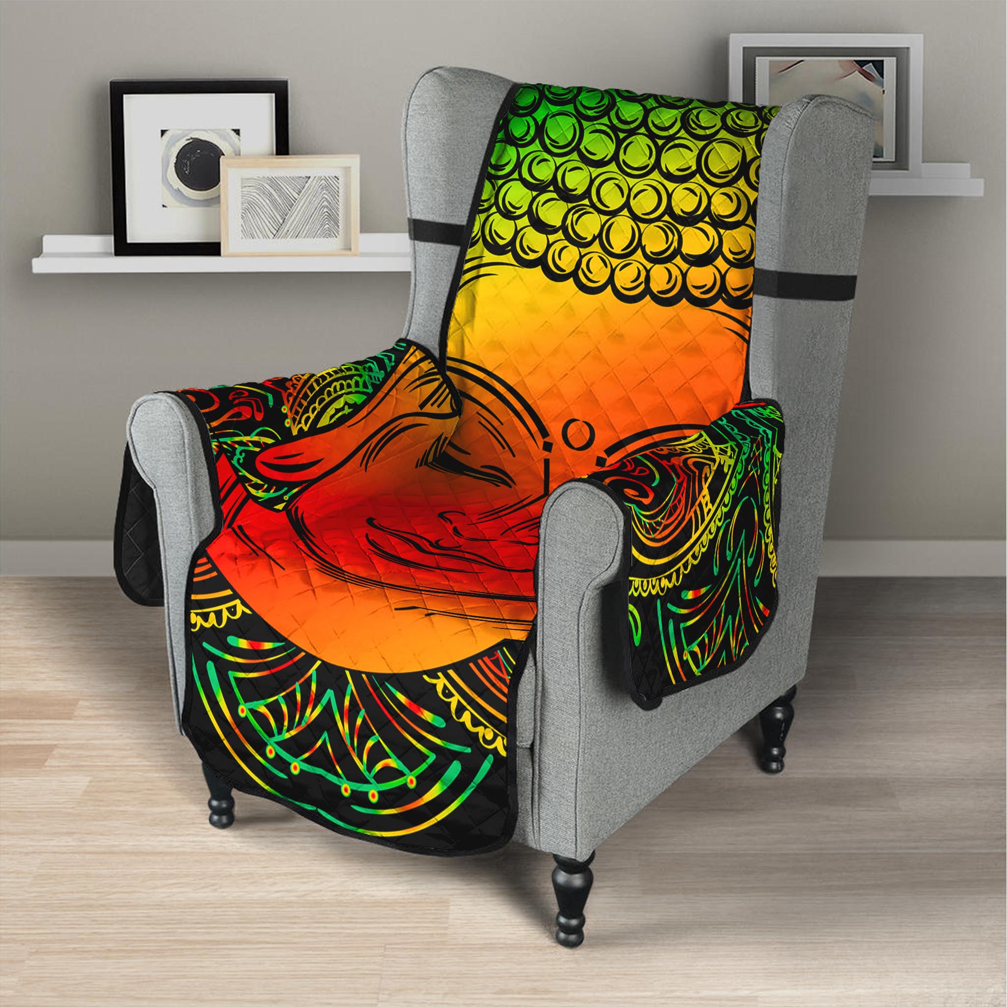 Reggae Buddha Print Armchair Protector