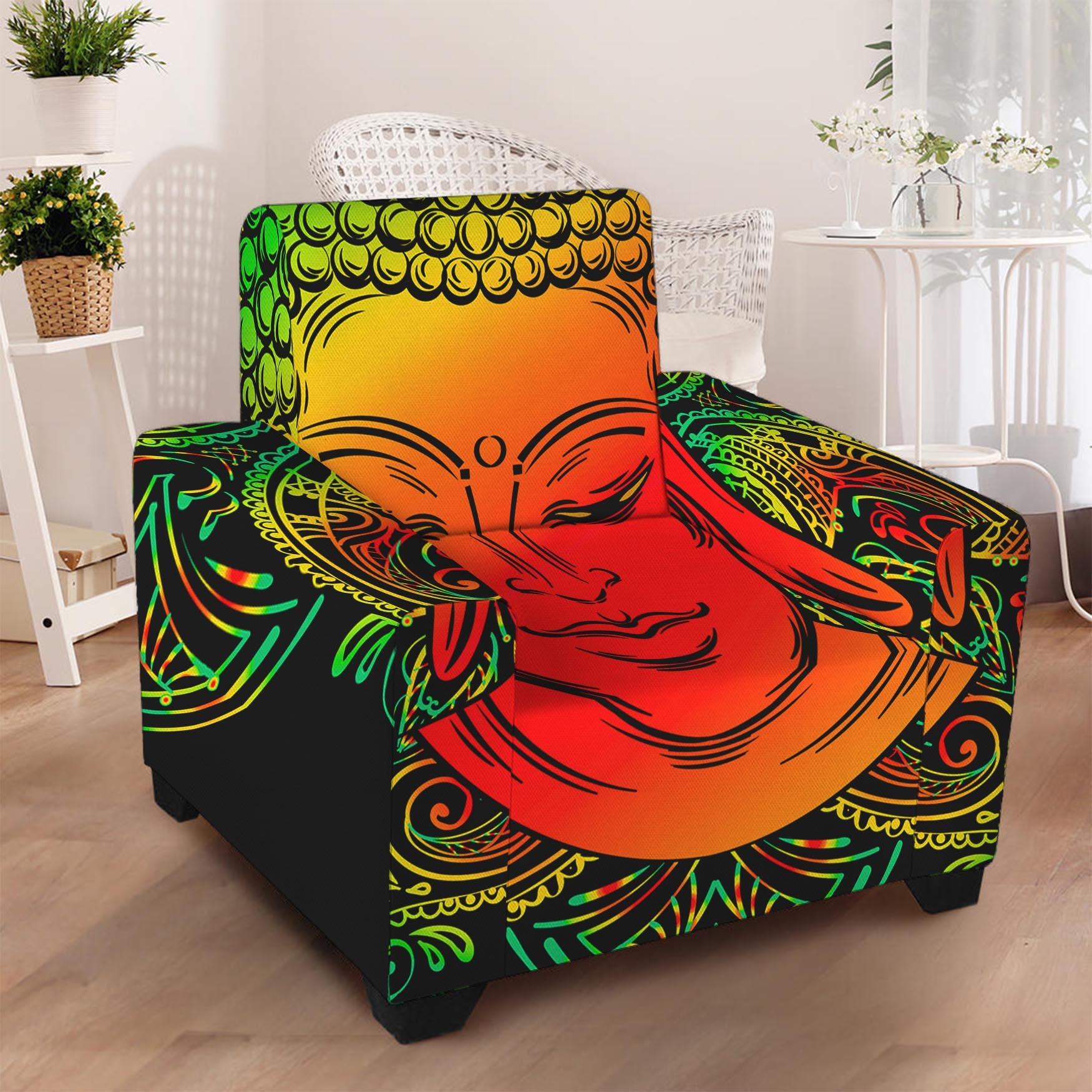 Reggae Buddha Print Armchair Slipcover