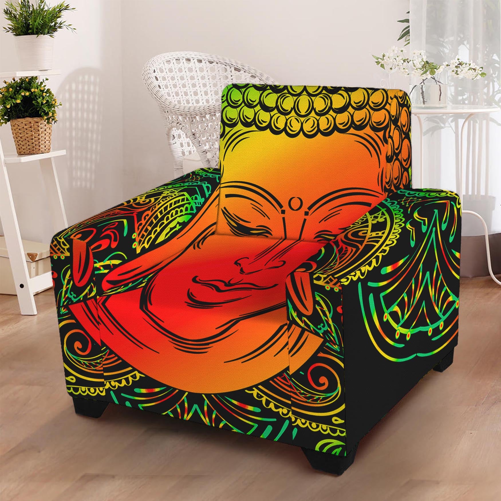 Reggae Buddha Print Armchair Slipcover