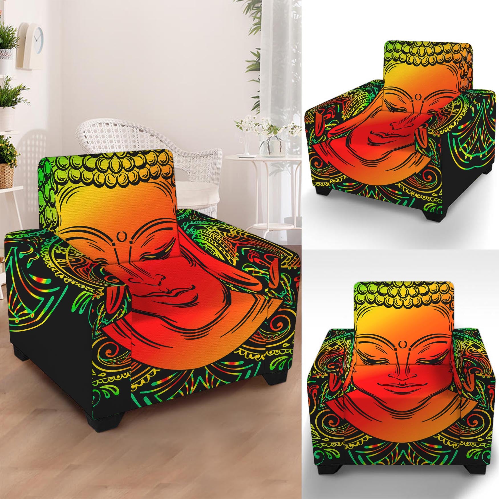 Reggae Buddha Print Armchair Slipcover