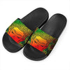 Reggae Buddha Print Black Slide Sandals