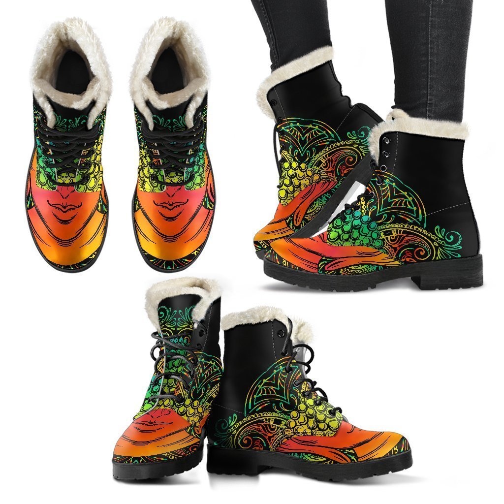 Reggae Buddha Print Comfy Boots GearFrost