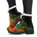 Reggae Buddha Print Faux Fur Leather Boots