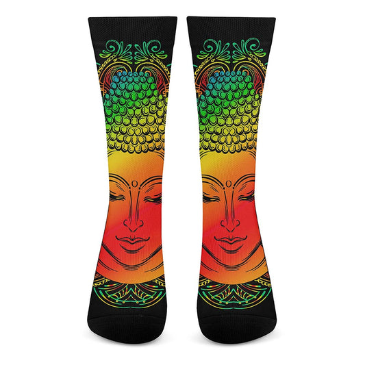 Reggae Buddha Print Crew Socks