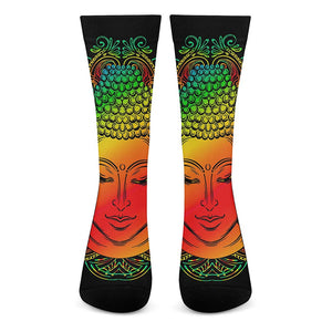 Reggae Buddha Print Crew Socks