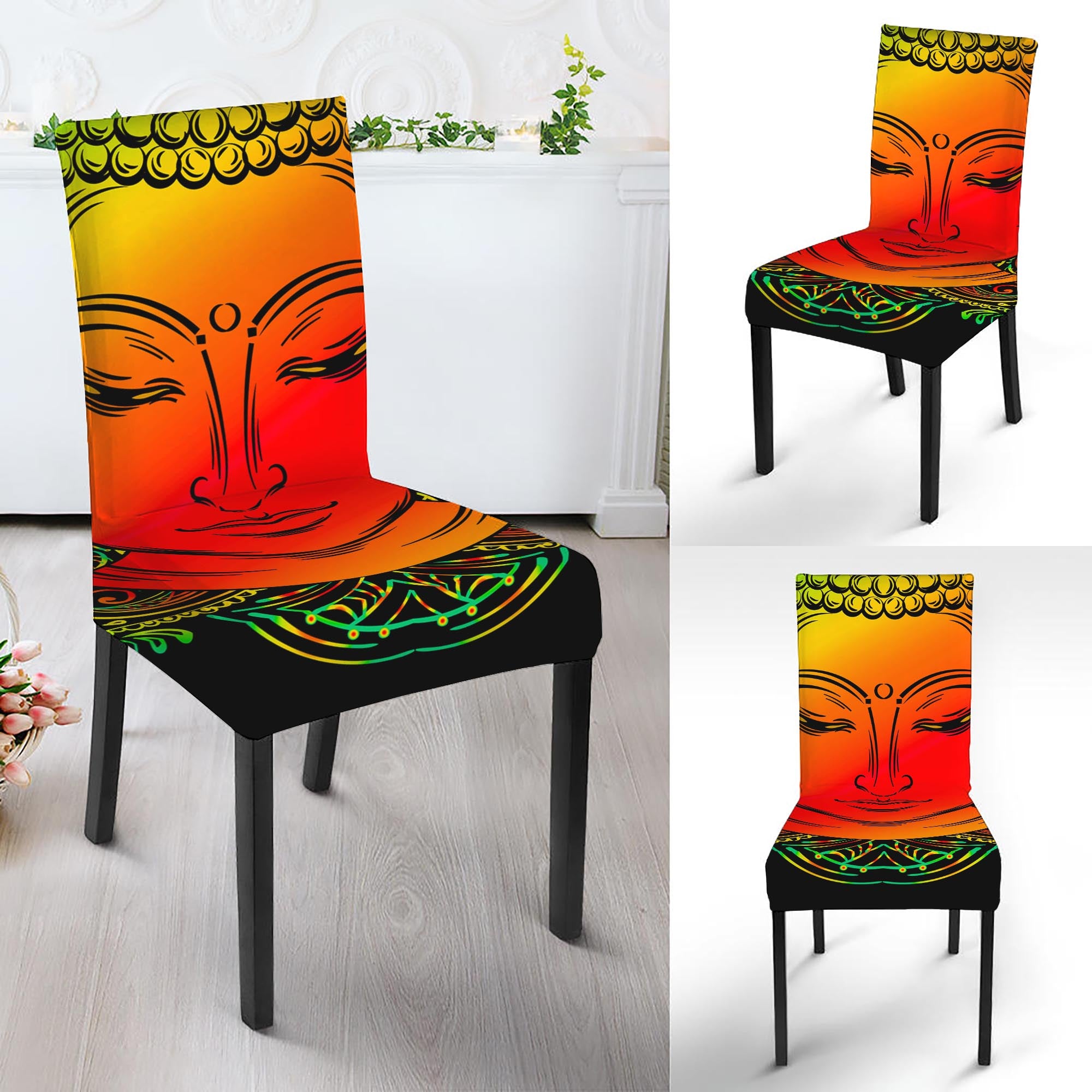 Reggae Buddha Print Dining Chair Slipcover