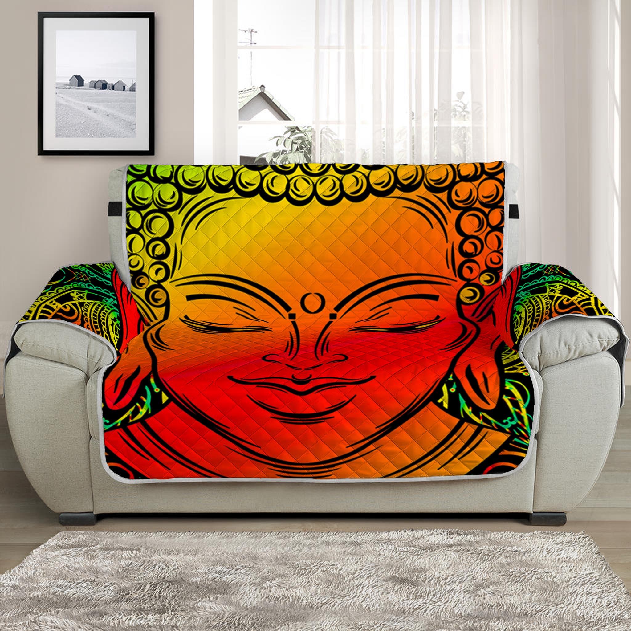 Reggae Buddha Print Half Sofa Protector