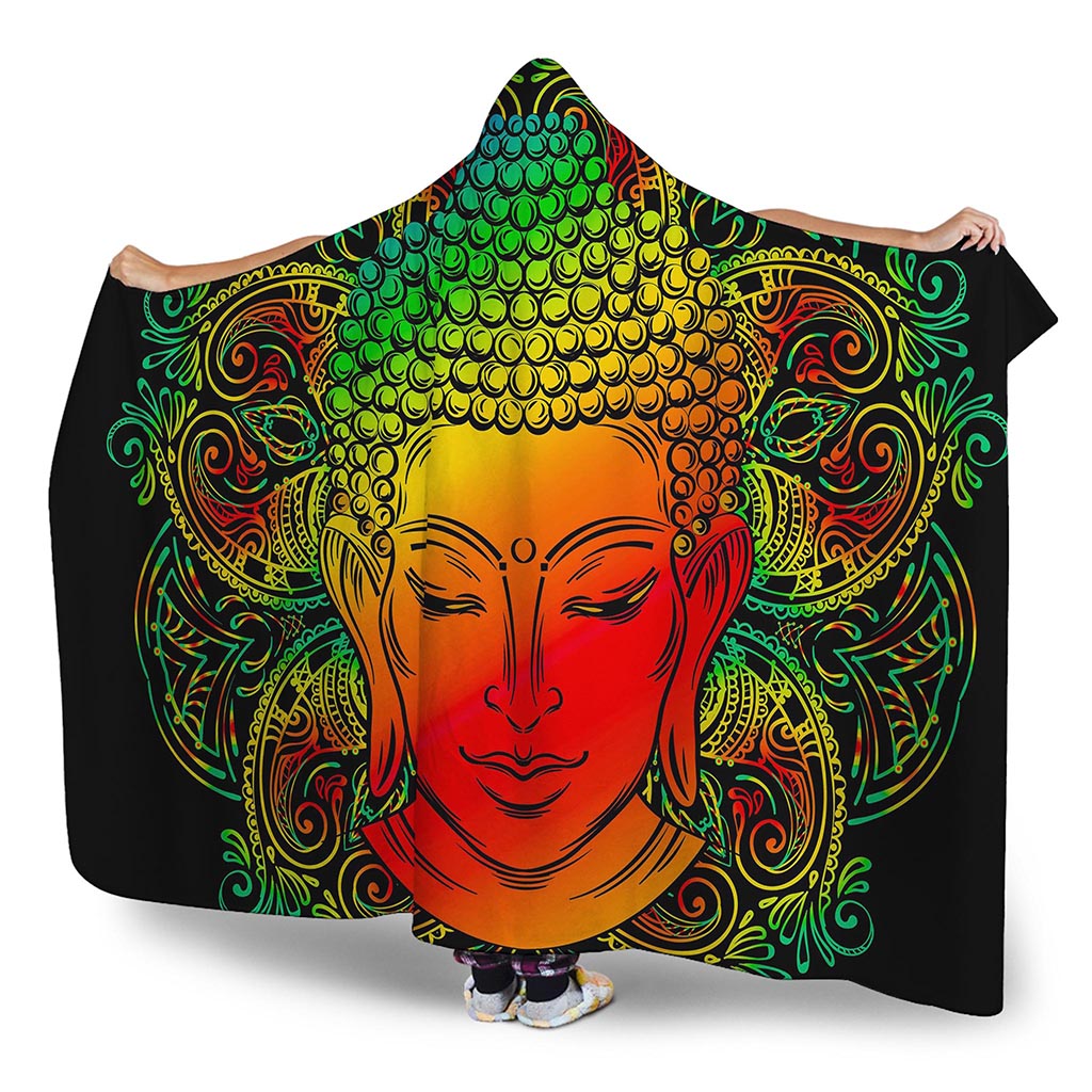 Reggae Buddha Print Hooded Blanket