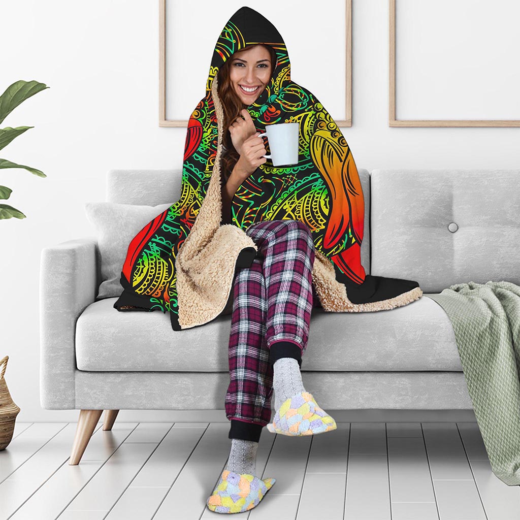 Reggae Buddha Print Hooded Blanket