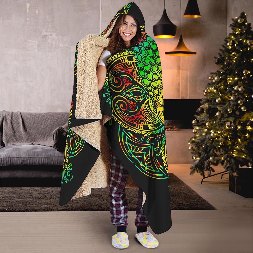 Reggae Buddha Print Hooded Blanket