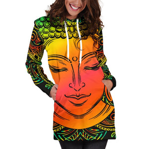 Reggae Buddha Print Hoodie Dress GearFrost