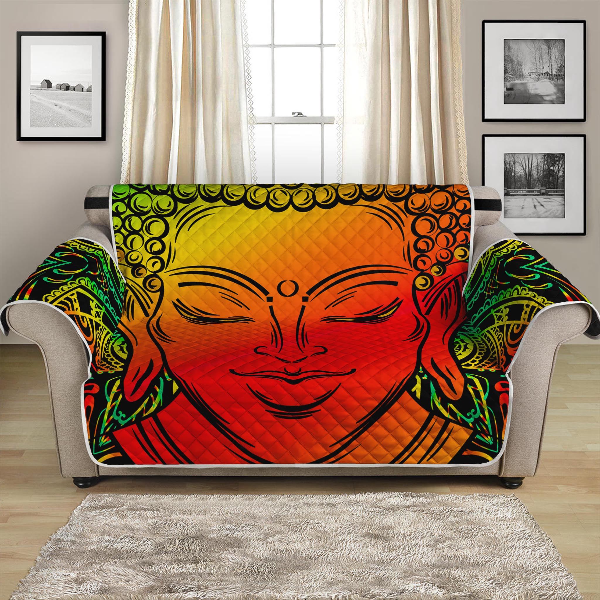 Reggae Buddha Print Loveseat Protector