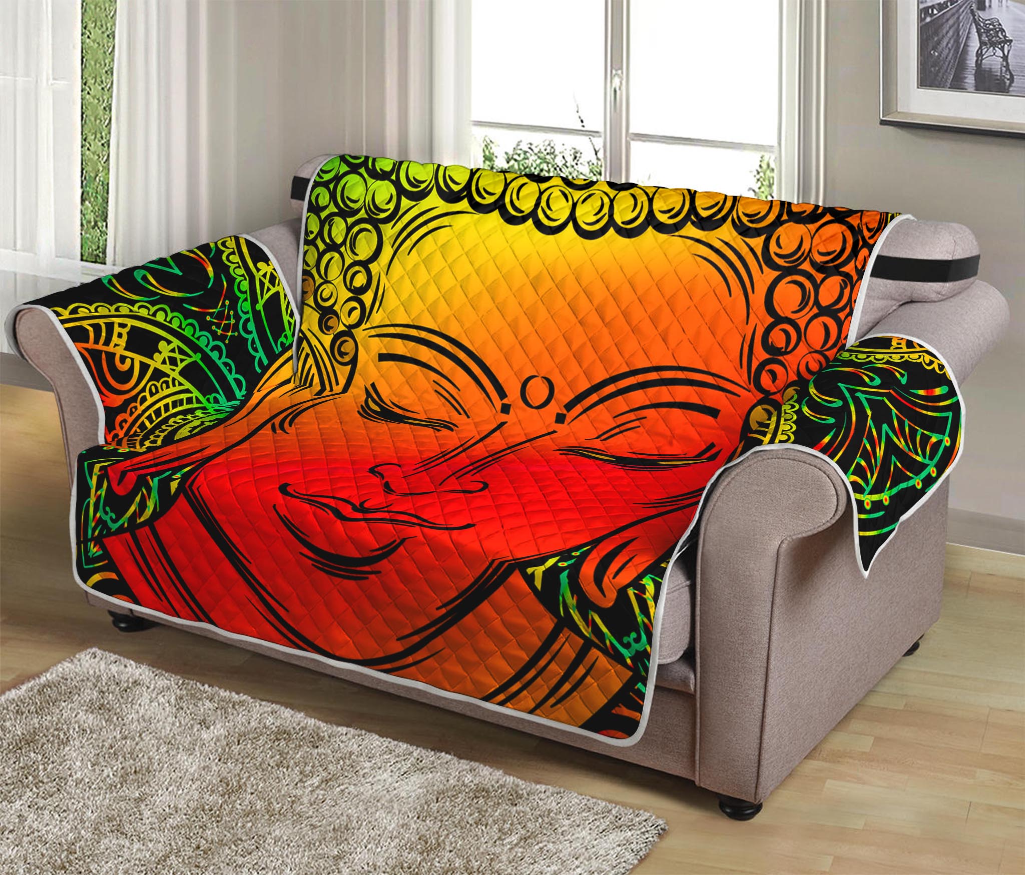 Reggae Buddha Print Loveseat Protector