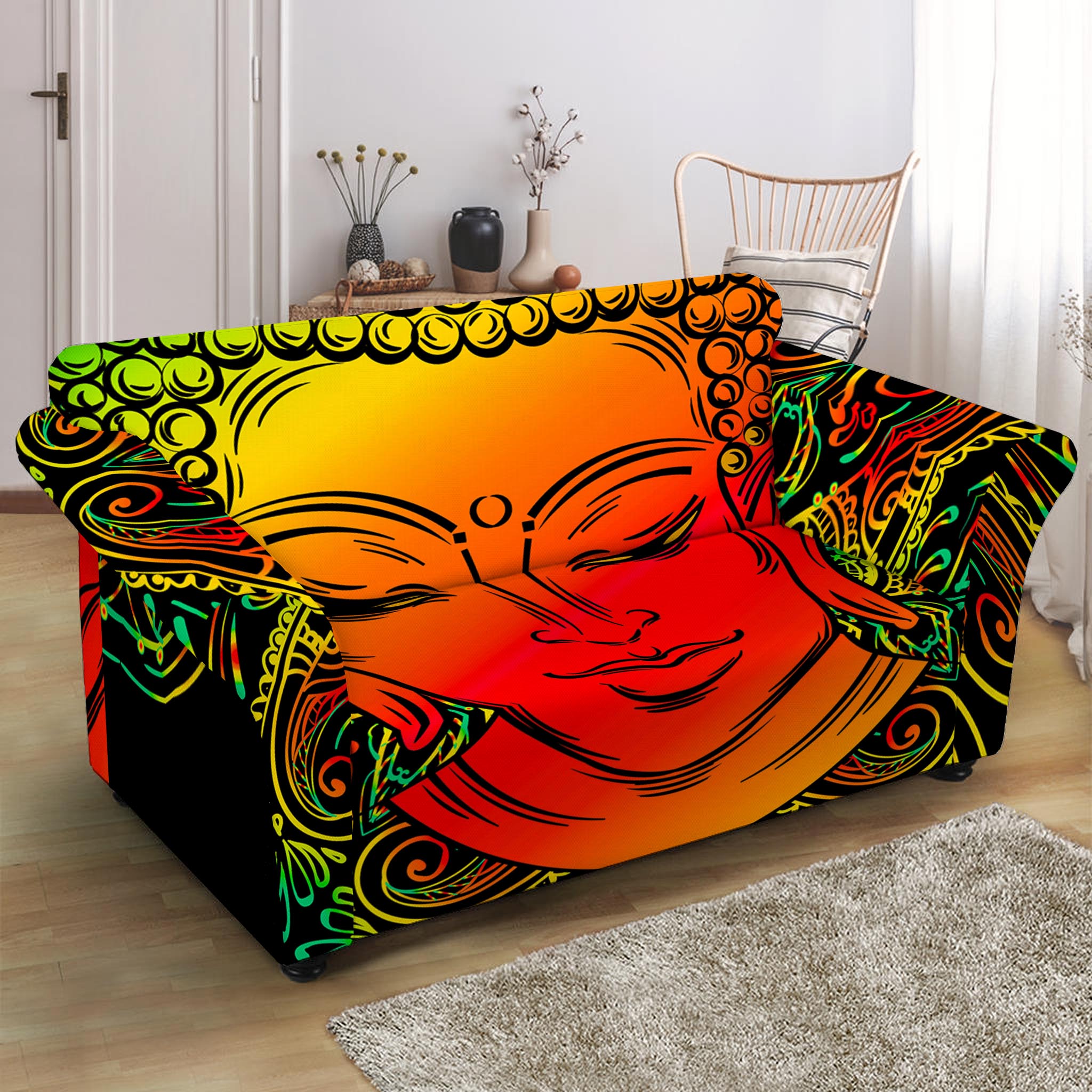 Reggae Buddha Print Loveseat Slipcover