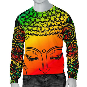 Reggae Buddha Print Men's Crewneck Sweatshirt GearFrost