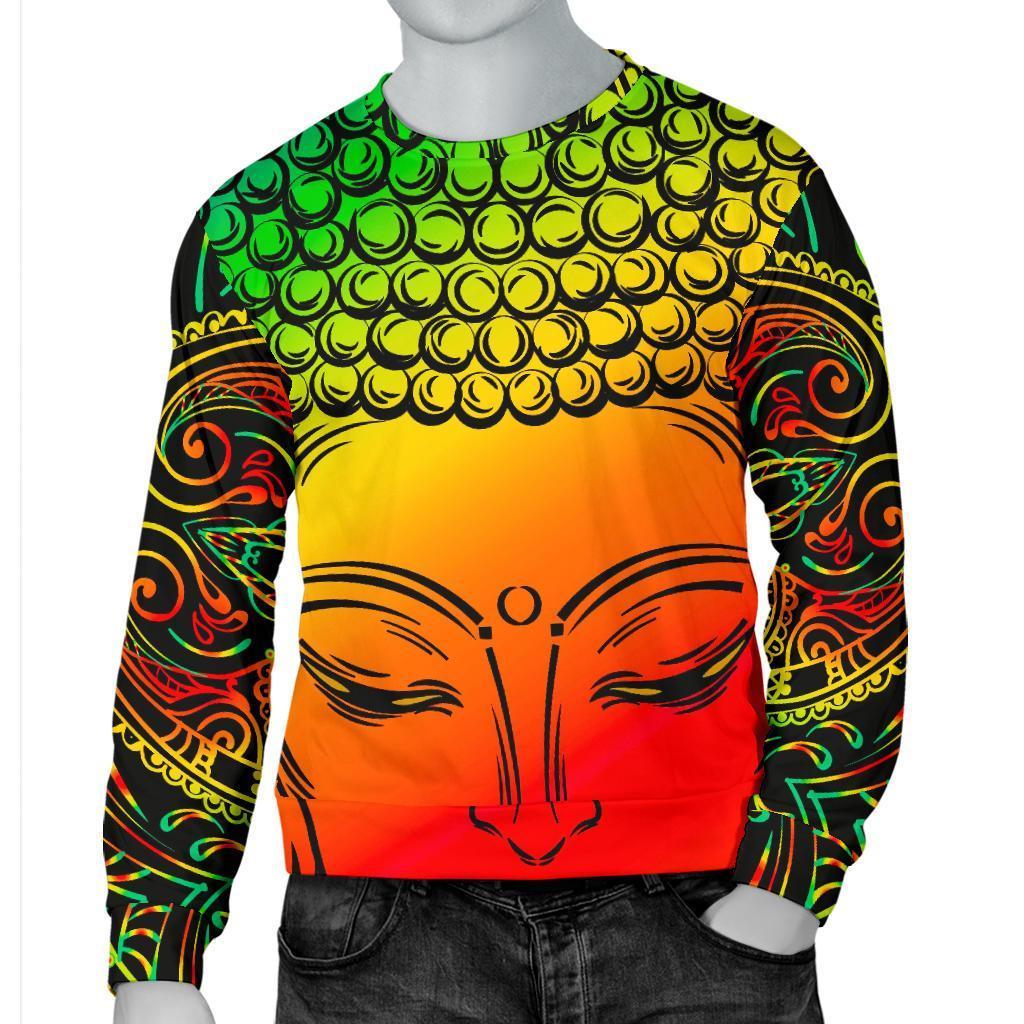 Reggae Buddha Print Men's Crewneck Sweatshirt GearFrost