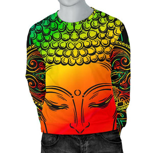 Reggae Buddha Print Men's Crewneck Sweatshirt GearFrost