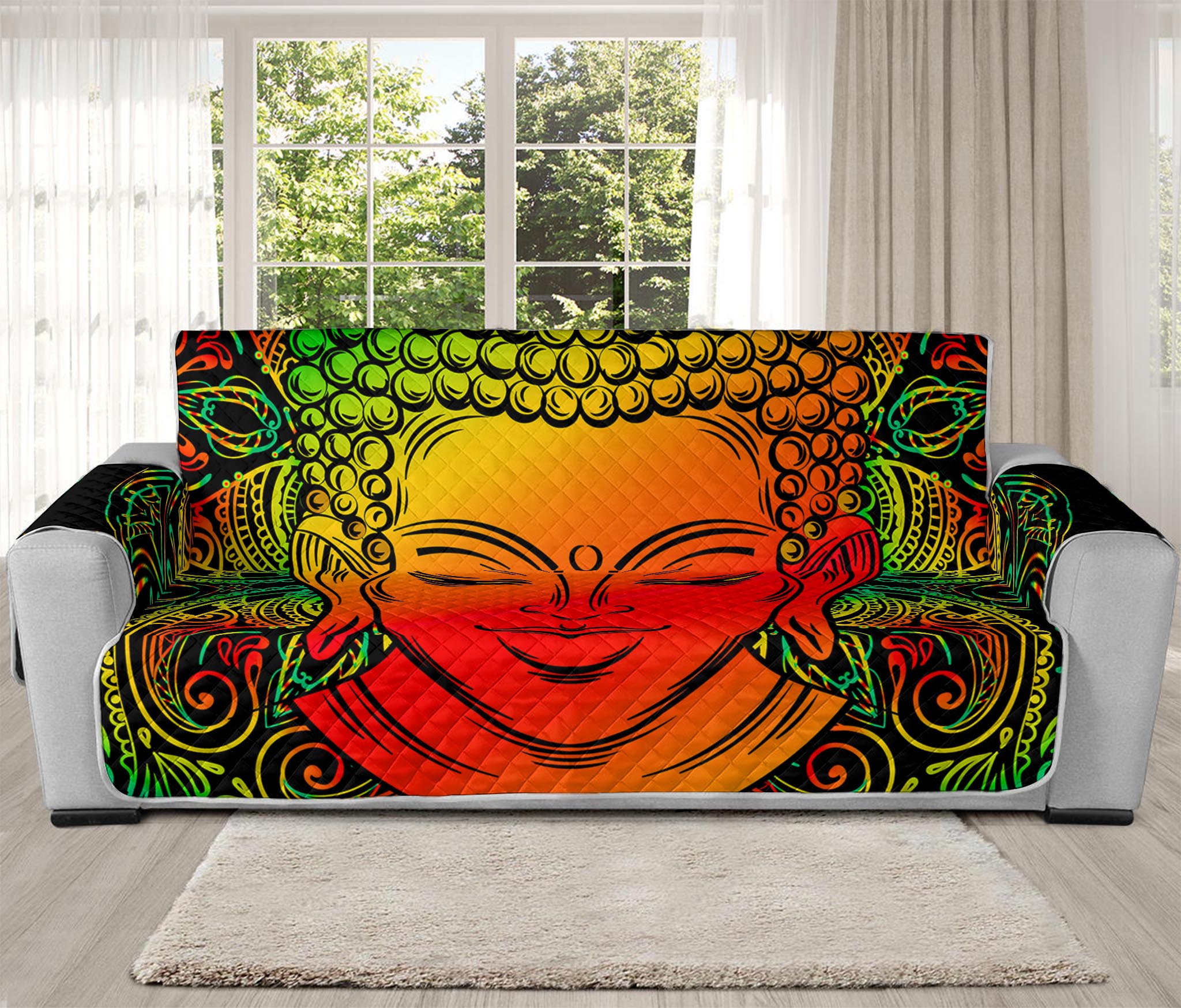 Reggae Buddha Print Oversized Sofa Protector