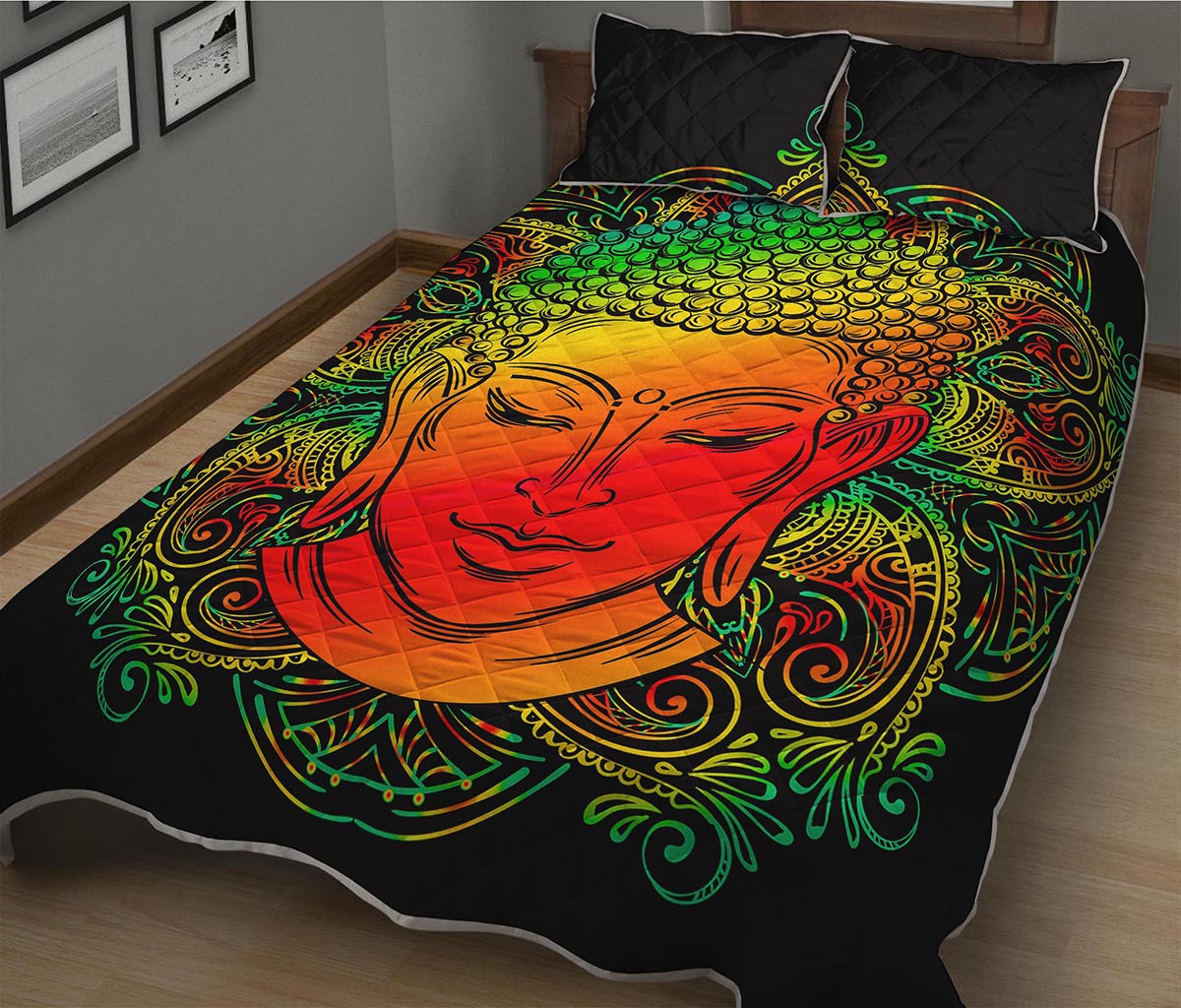 Reggae Buddha Print Quilt Bed Set