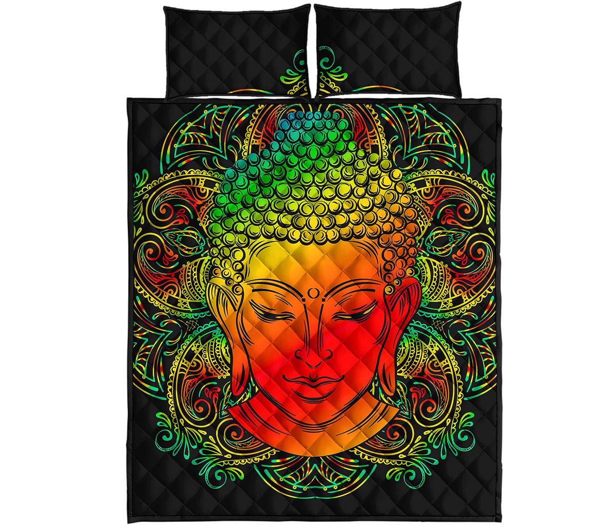 Reggae Buddha Print Quilt Bed Set