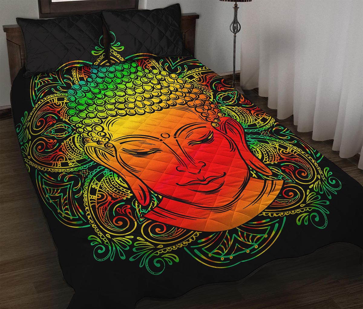 Reggae Buddha Print Quilt Bed Set