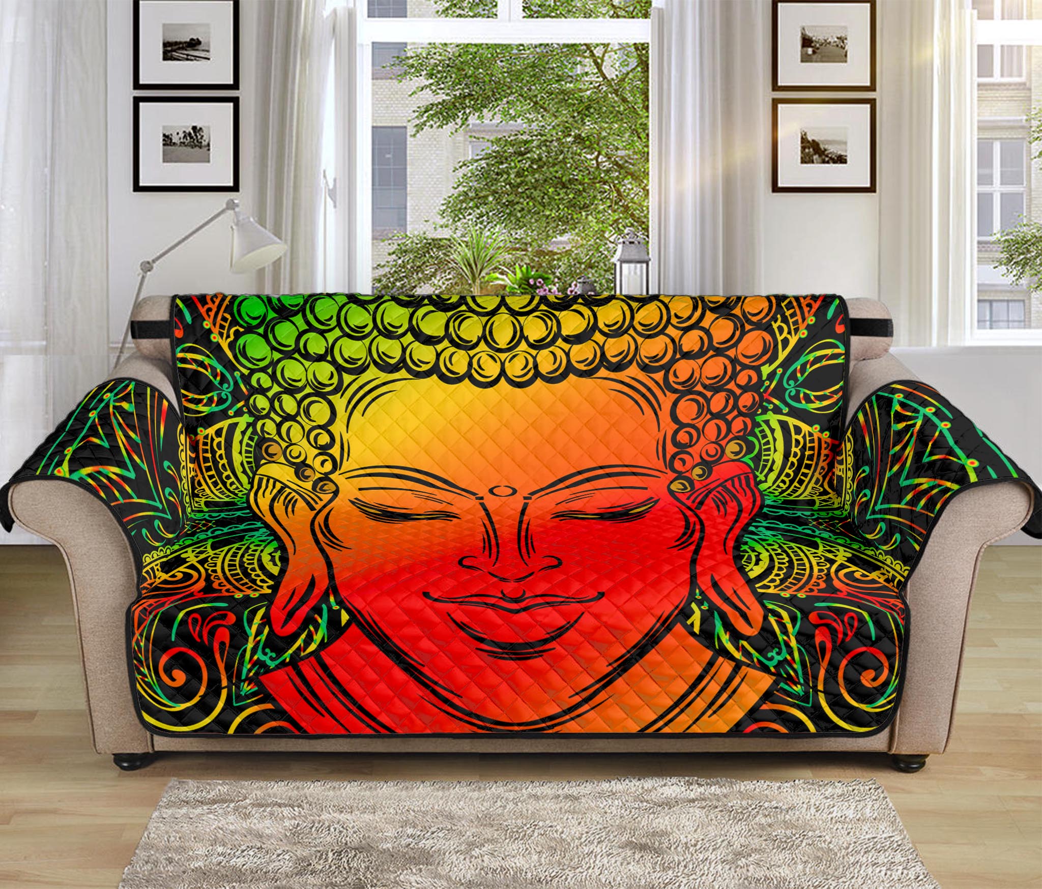 Reggae Buddha Print Sofa Protector