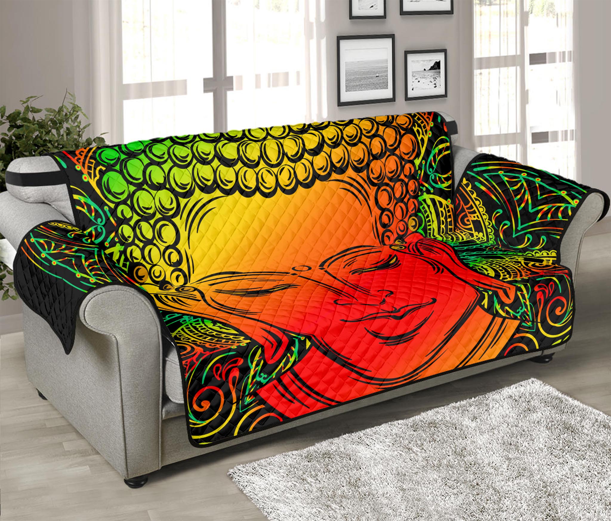 Reggae Buddha Print Sofa Protector