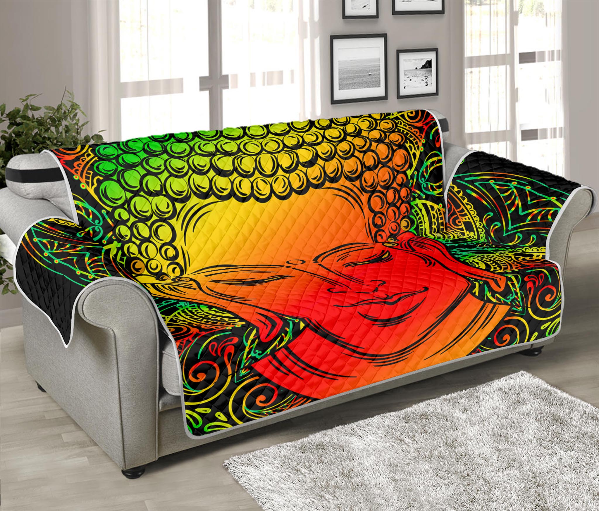 Reggae Buddha Print Sofa Protector