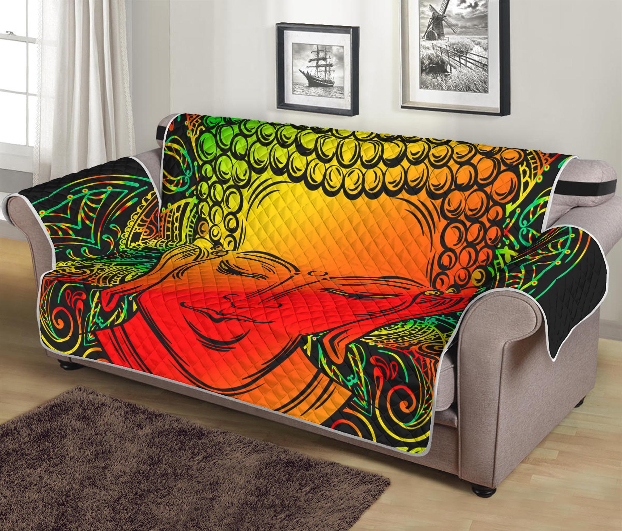 Reggae Buddha Print Sofa Protector