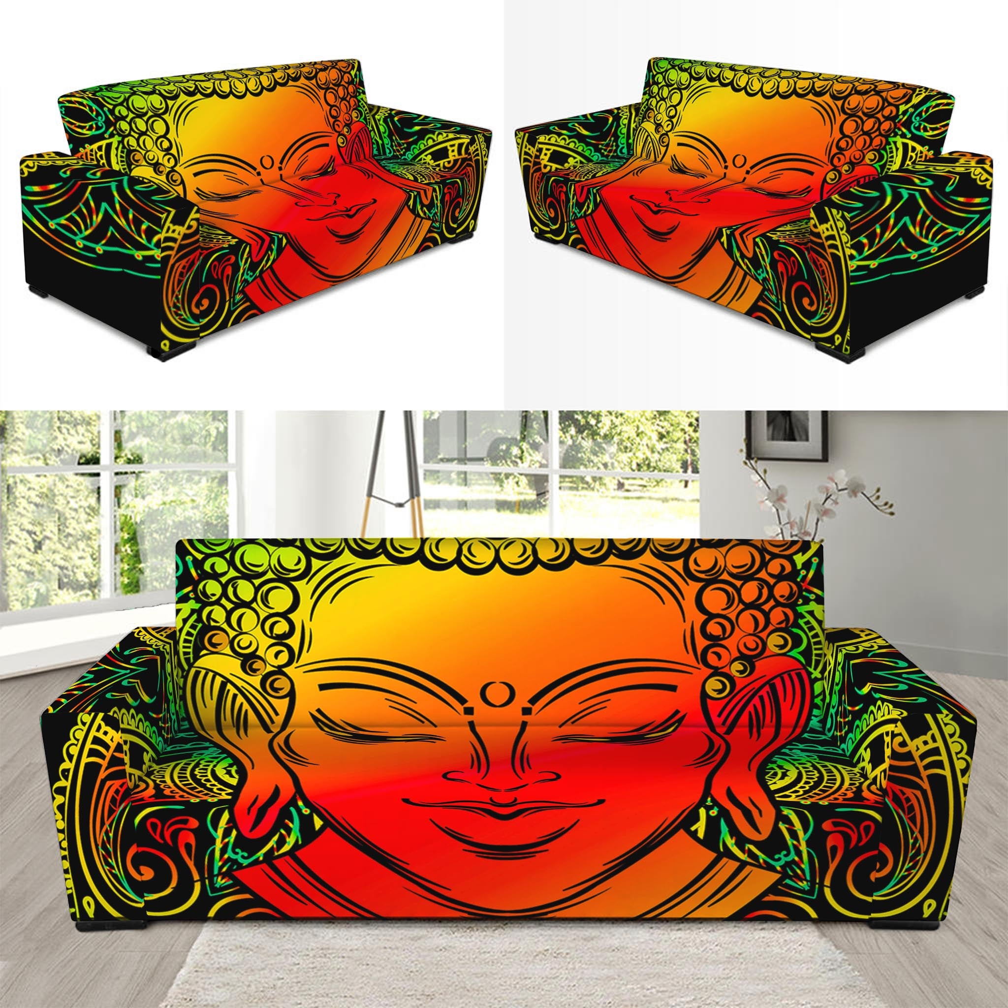 Reggae Buddha Print Sofa Slipcover