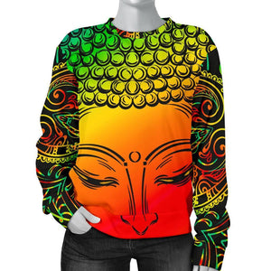 Reggae Buddha Print Women's Crewneck Sweatshirt GearFrost