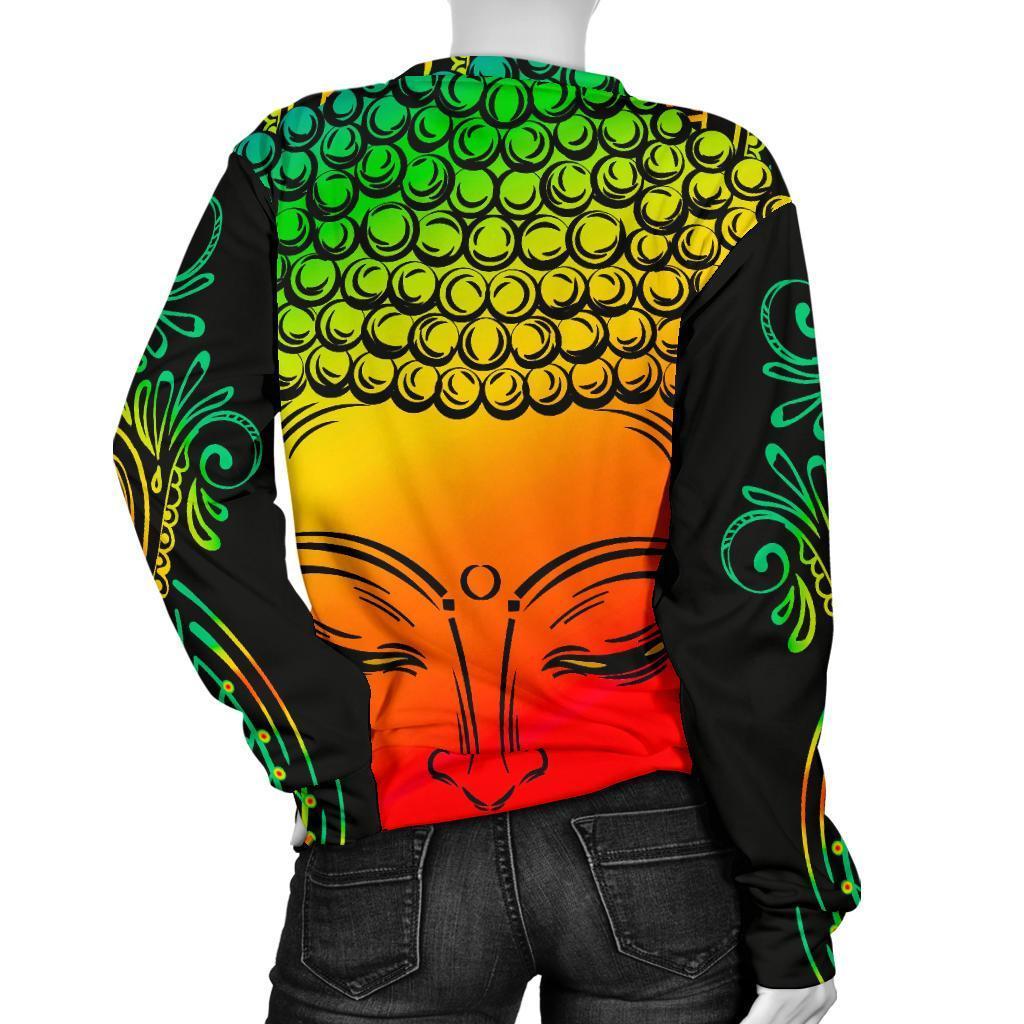 Reggae Buddha Print Women's Crewneck Sweatshirt GearFrost