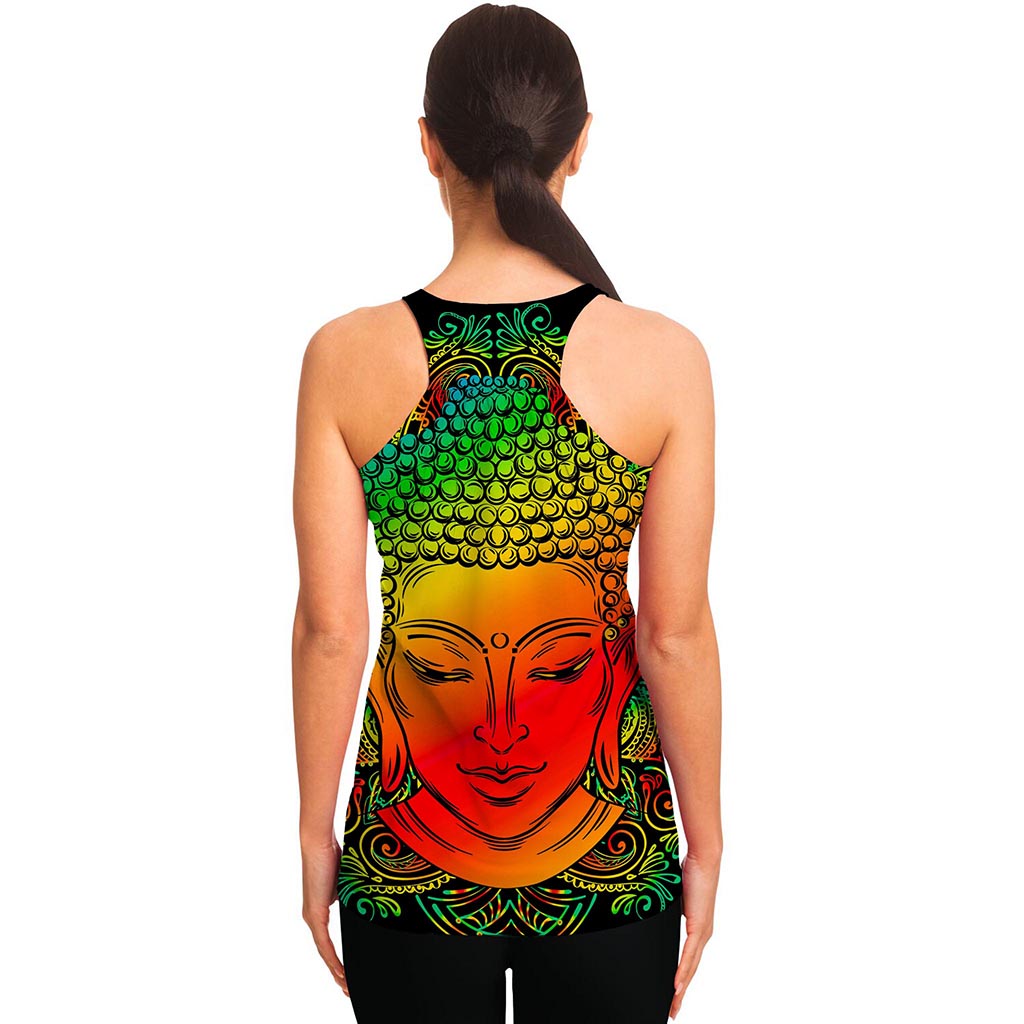 Reggae Buddha Print Women's Racerback Tank Top