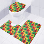 Reggae Marijuana Leaf Pattern Print 3 Piece Bath Mat Set