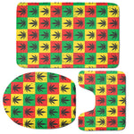 Reggae Marijuana Leaf Pattern Print 3 Piece Bath Mat Set
