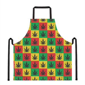 Reggae Marijuana Leaf Pattern Print Apron