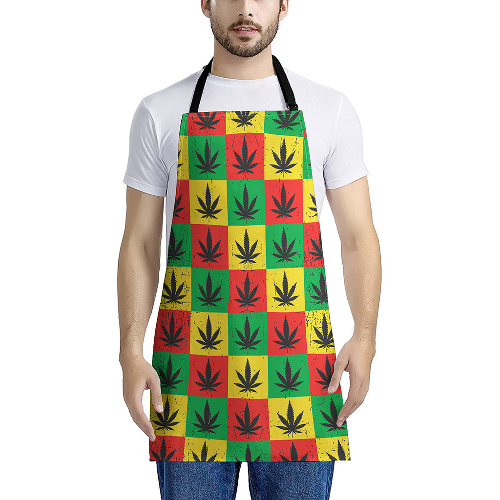 Reggae Marijuana Leaf Pattern Print Apron