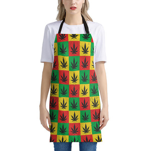 Reggae Marijuana Leaf Pattern Print Apron