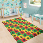 Reggae Marijuana Leaf Pattern Print Area Rug