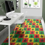 Reggae Marijuana Leaf Pattern Print Area Rug