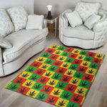 Reggae Marijuana Leaf Pattern Print Area Rug