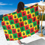 Reggae Marijuana Leaf Pattern Print Beach Sarong Wrap
