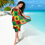 Reggae Marijuana Leaf Pattern Print Beach Sarong Wrap