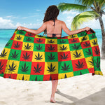 Reggae Marijuana Leaf Pattern Print Beach Sarong Wrap