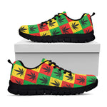 Reggae Marijuana Leaf Pattern Print Black Sneakers