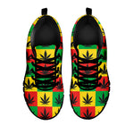 Reggae Marijuana Leaf Pattern Print Black Sneakers