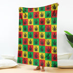 Reggae Marijuana Leaf Pattern Print Blanket